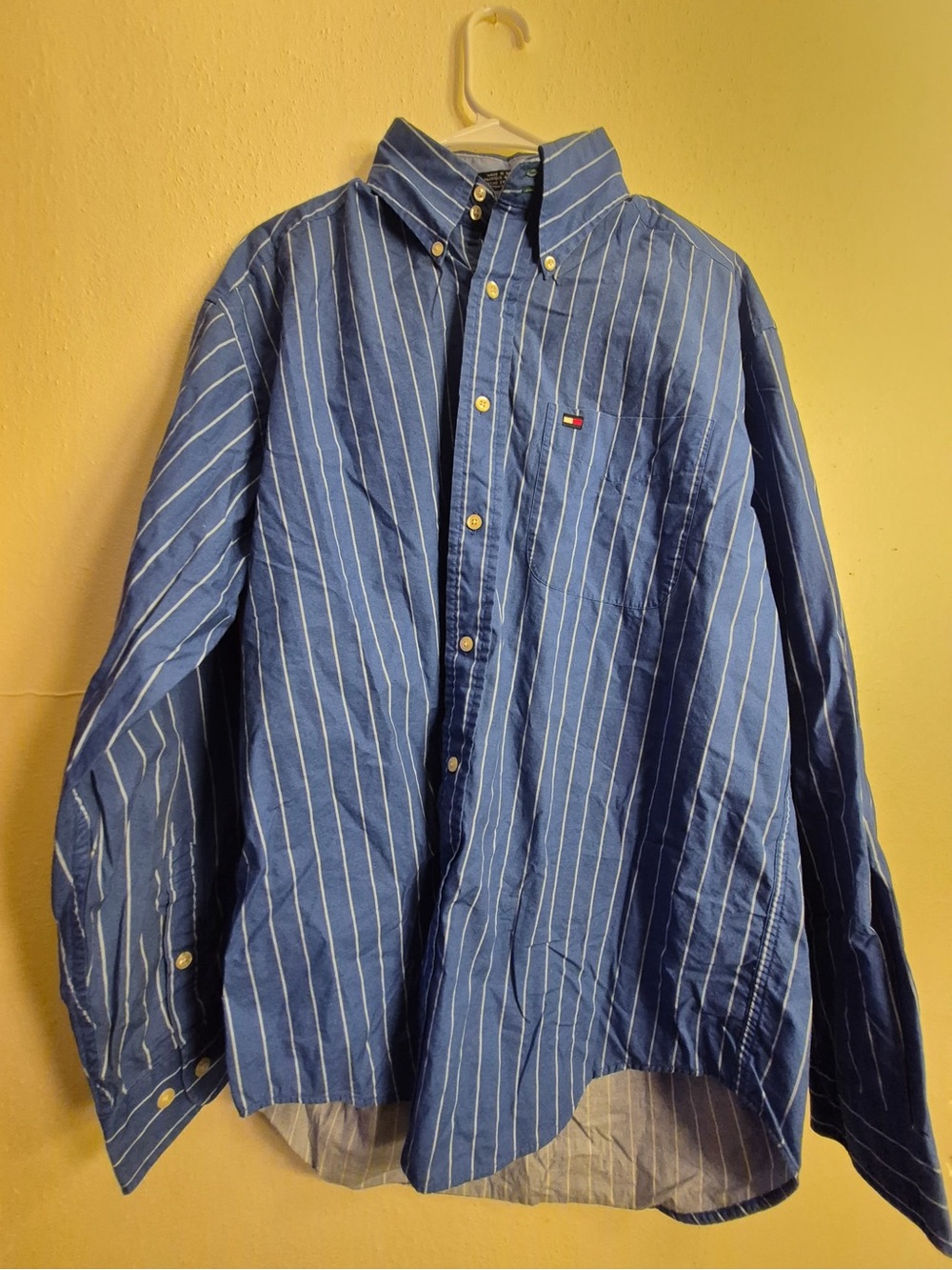 Tommy Hilfiger Navy Blue Vertical Stripe Button-Down Shirt